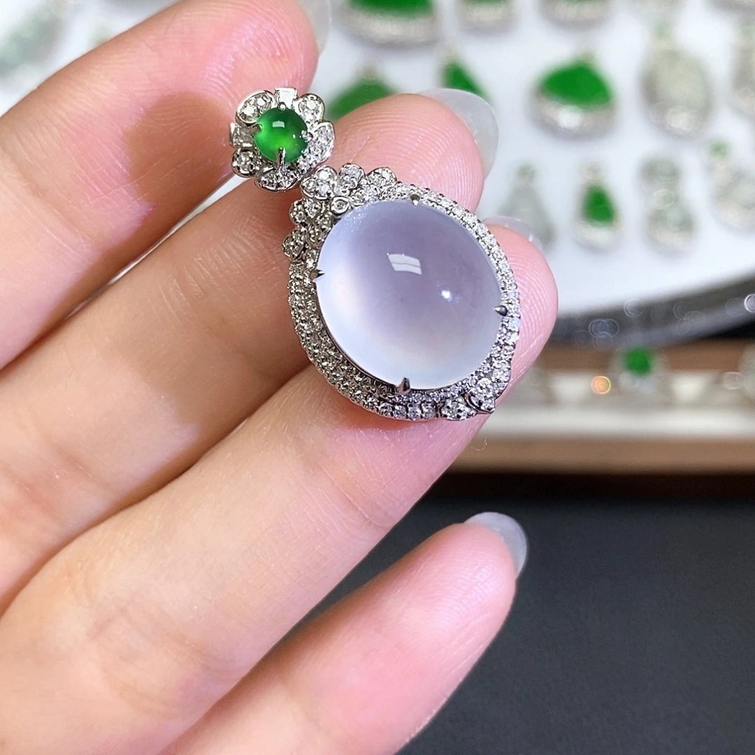 翡翠18K金镶嵌吊坠(不含链)