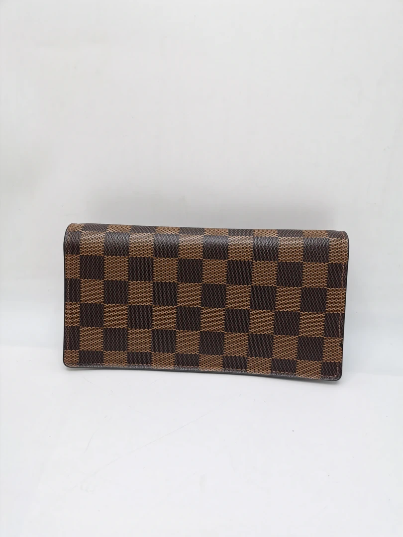 99新 LouisVuitton/路易威登 98新 17883 LV棕棋盘格开口钱包