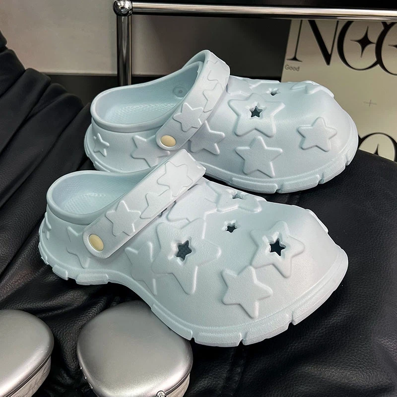 SHEGOTO女款ins满天星厚底增高洞洞鞋拖鞋外穿夏软底韩版百搭网红
