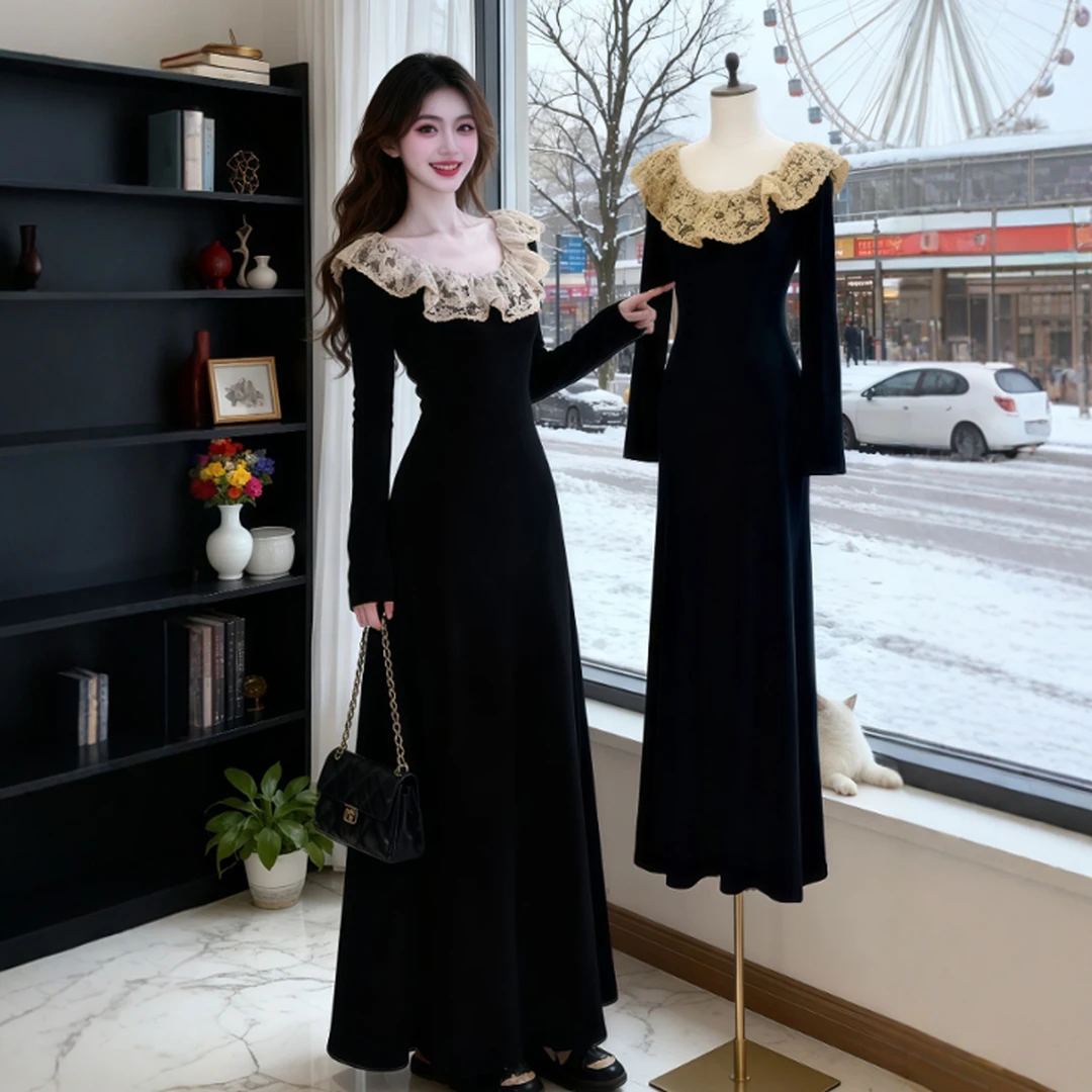 赫本风高级感超好看收腰修身连衣裙御姐轻熟绝美小裙子2026年冬季