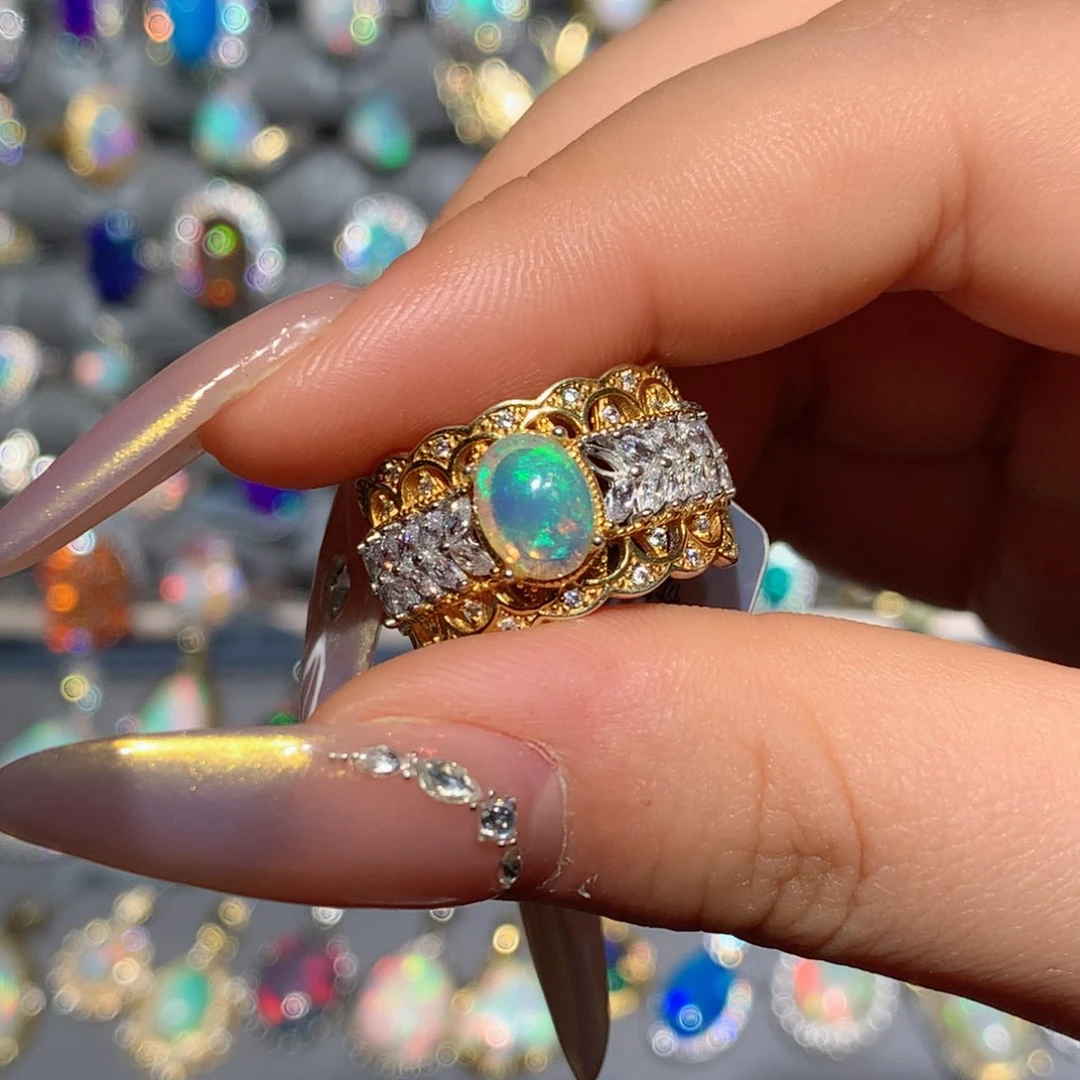 欧泊福利耳钉t银S925镶嵌