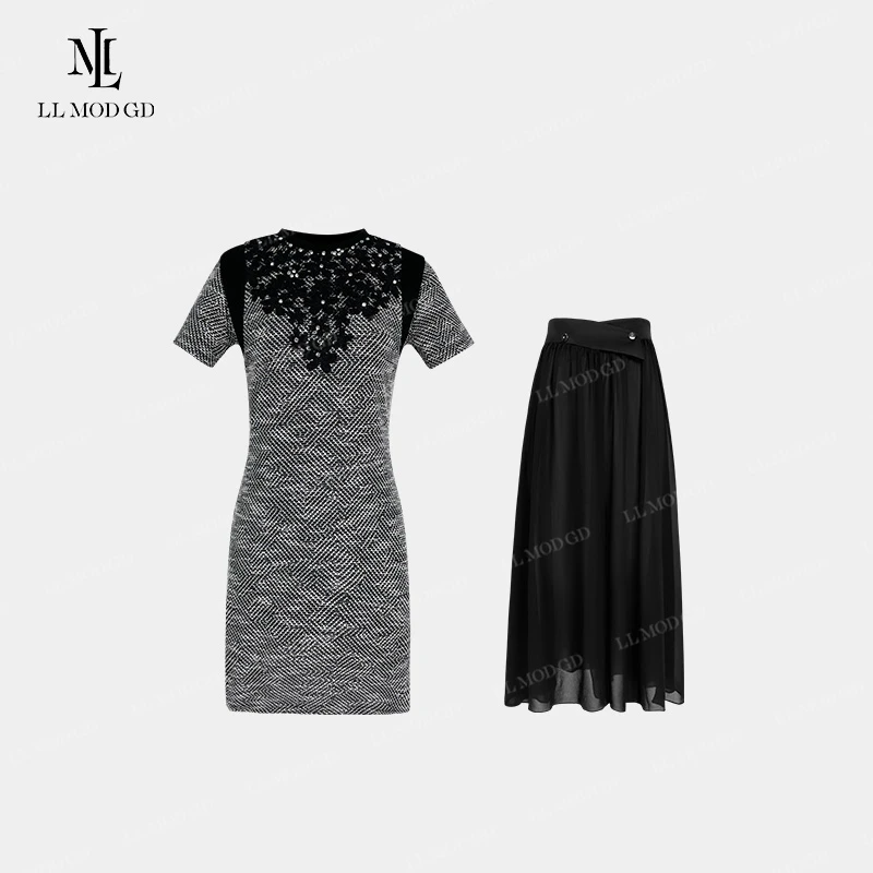 轻纱丝语 小众不撞款洋气复古花朵连衣裙整套OOTD网纱裙LL-260603