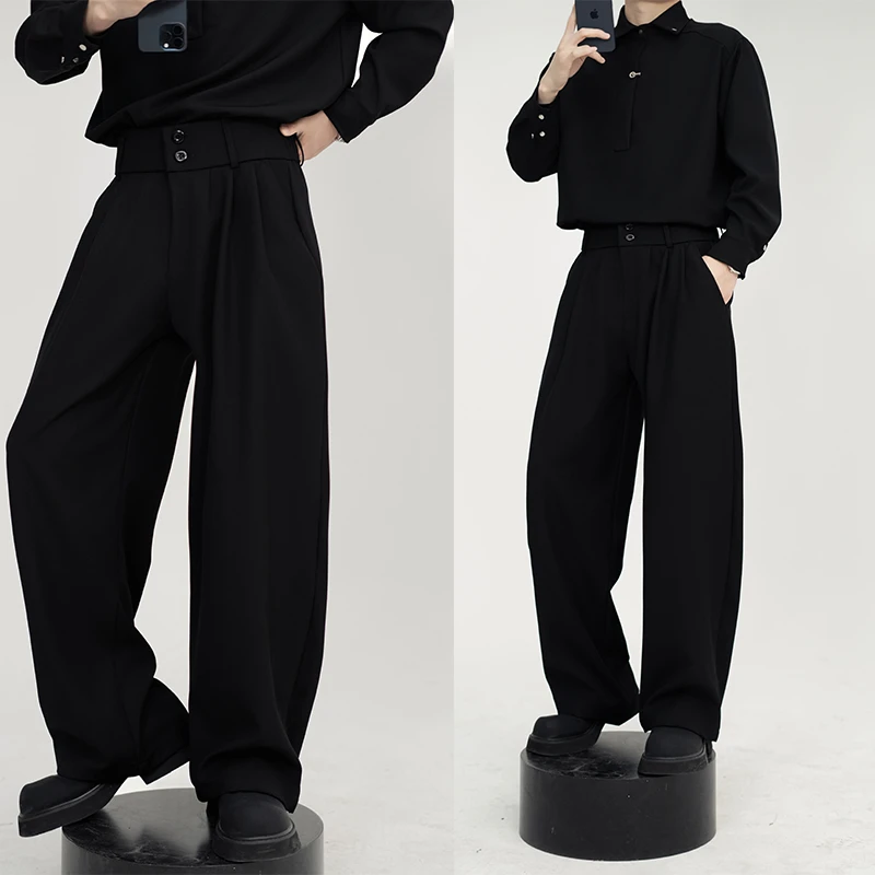 潮流男秋冬新品原创设计师款高级感简约衬衫套装休闲宽松衬衣长裤