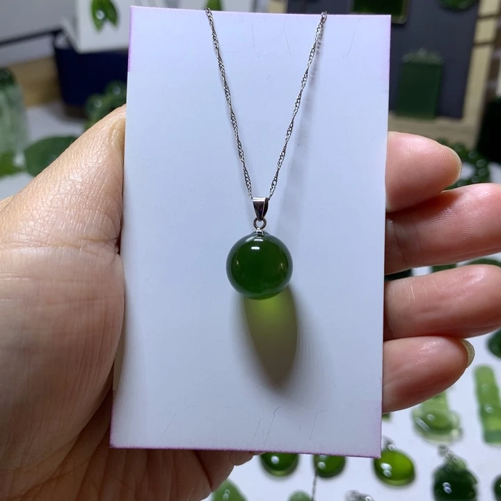 岫玉银S925镶嵌颈饰吊坠