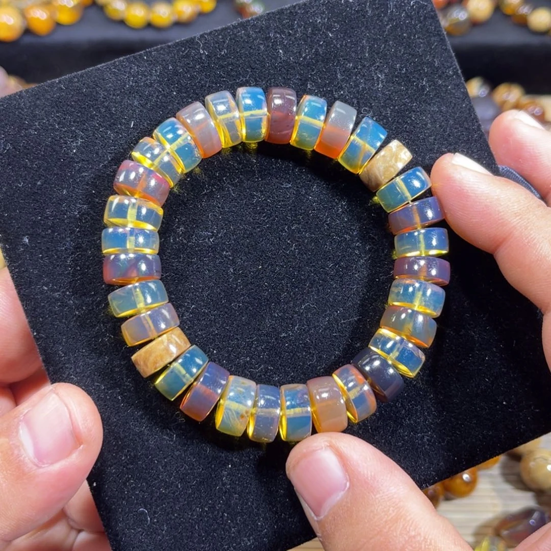 琥珀未镶嵌手链算盘珠多宝手串