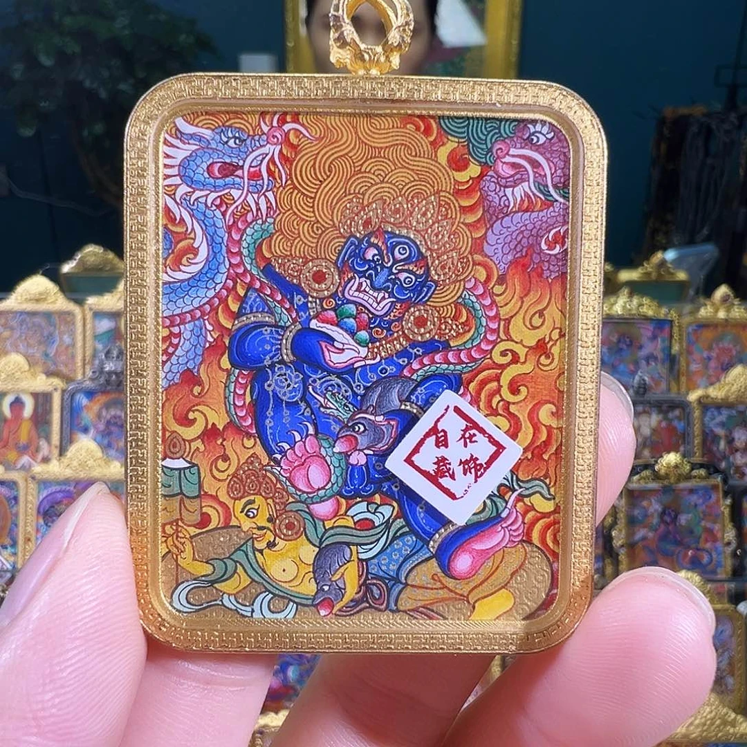 吊坠热贡纯手绘唐卡黑c