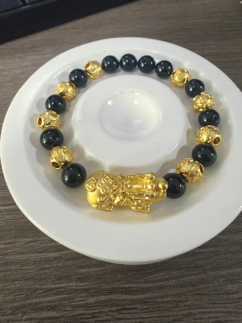 【足金999】卡8转运珠+黄金貔貅