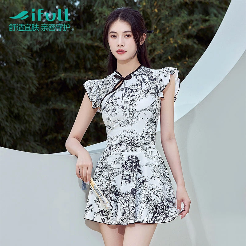 宜肤泳衣女高级感2025年新款新中式保守显瘦微胖女孩遮肉温泉国风