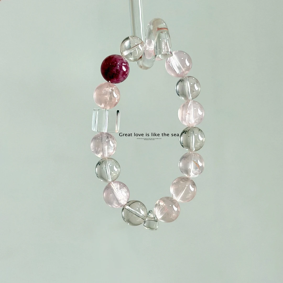 VANJÍ梵极·冰川玫瑰·粉阿塞冰橘粉设计款礼物水晶手串