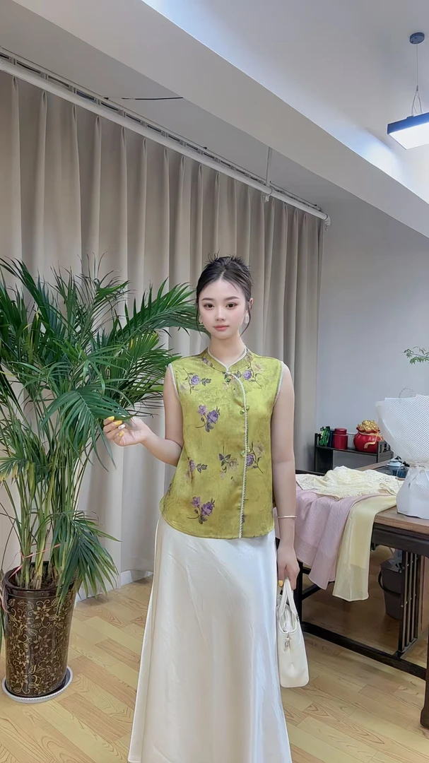 【畅畅】6850款新中式显瘦国风夏季无袖提花马甲背心
