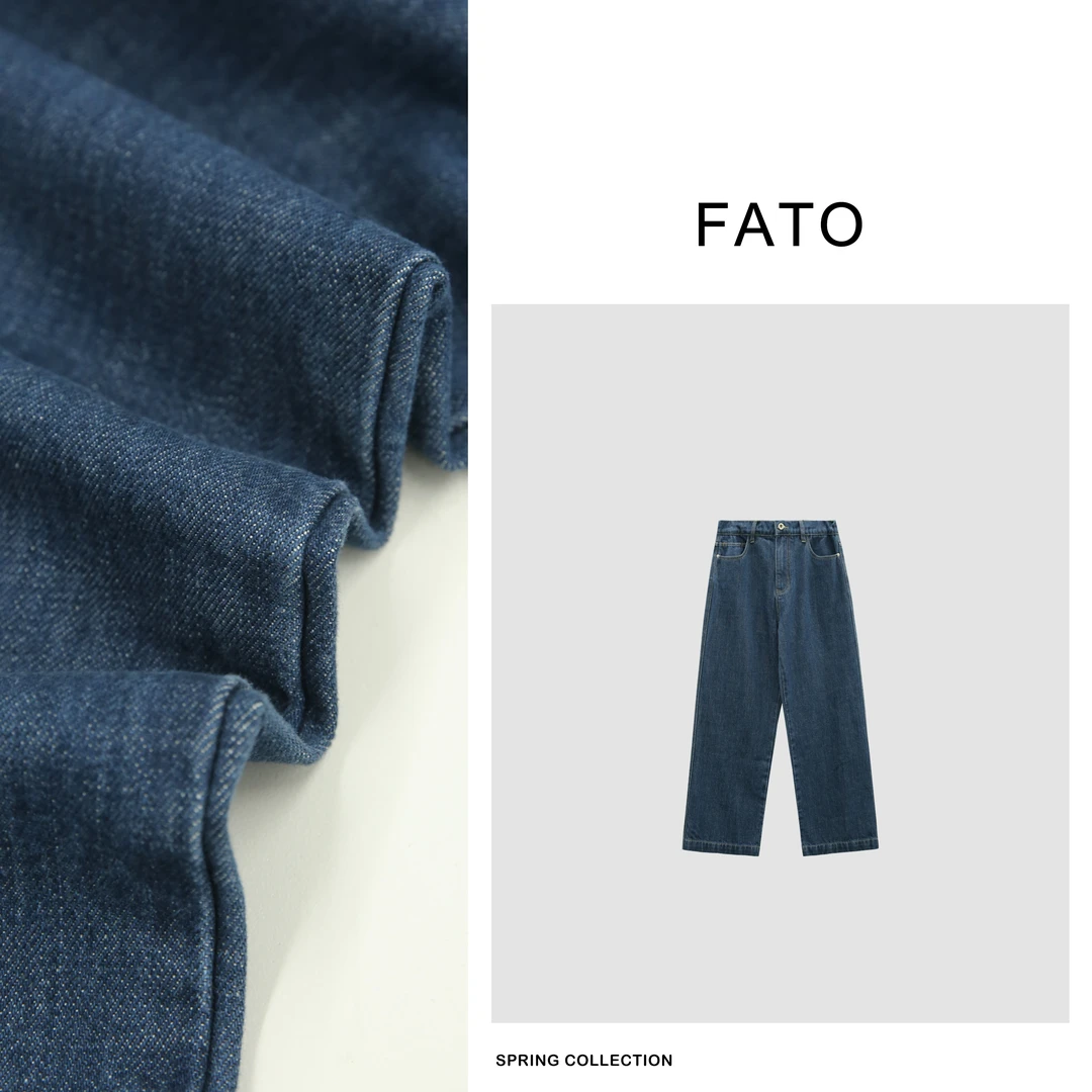 【郑买买】蓝调垦丁 新款慵懒风复古百搭松紧腰牛仔裤 QX41221K2