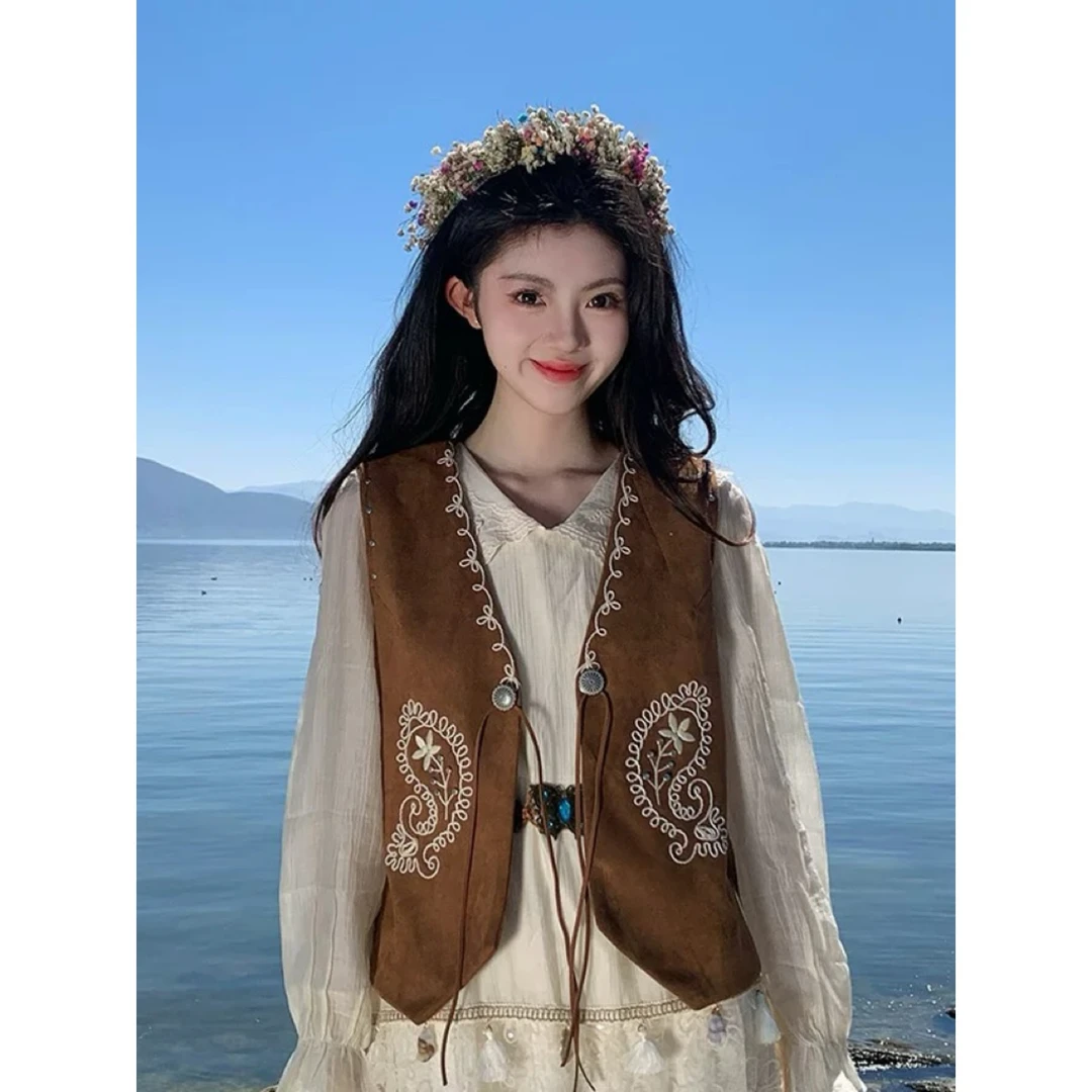 出片必备单品~波西米亚复古文艺重工刺绣马甲叠穿yyds