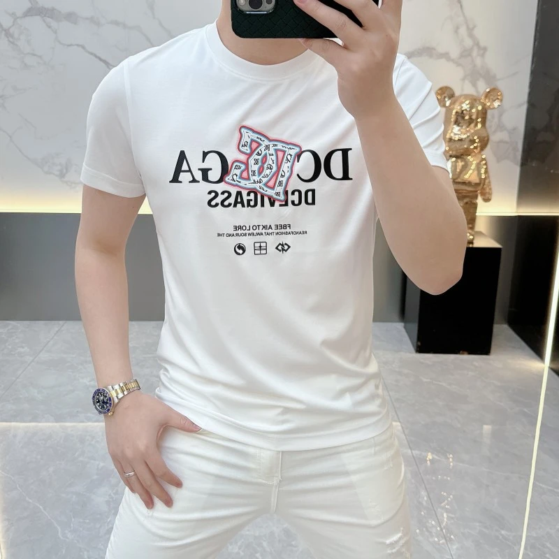 冰希CX.高端设计款男士圆领T恤时尚帅气网红印花短袖2025夏季新款