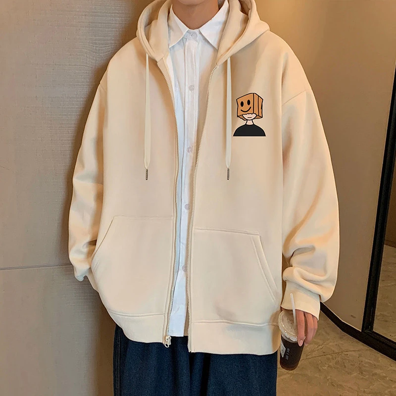 连帽简约开衫卫衣男秋冬季新款休闲宽松外套oversize港风大码上衣