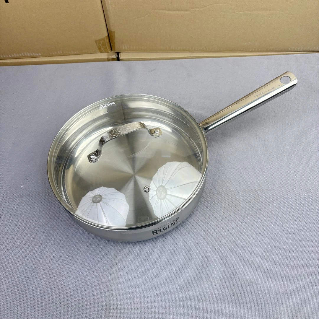 r标304不锈钢加厚加宽煎锅24*7cm带盖