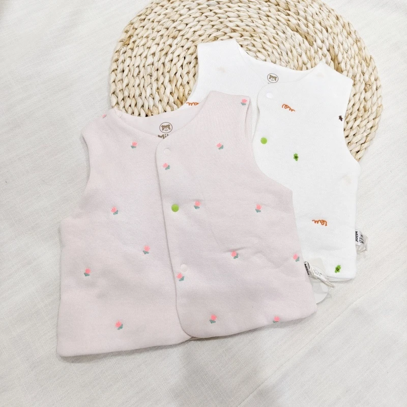 米乐熊小花刺绣薄棉马甲7743