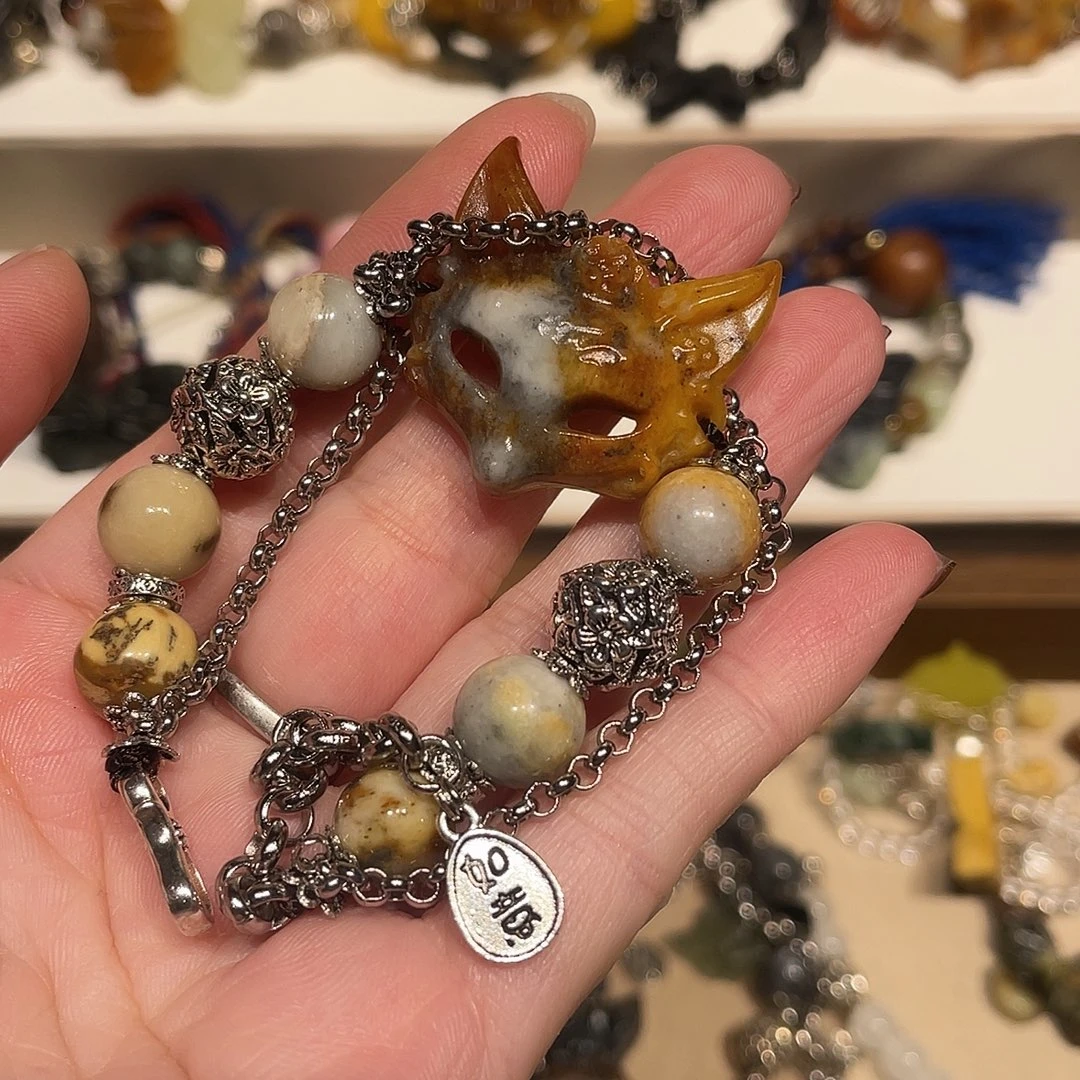 蛇纹石玉合金颈饰