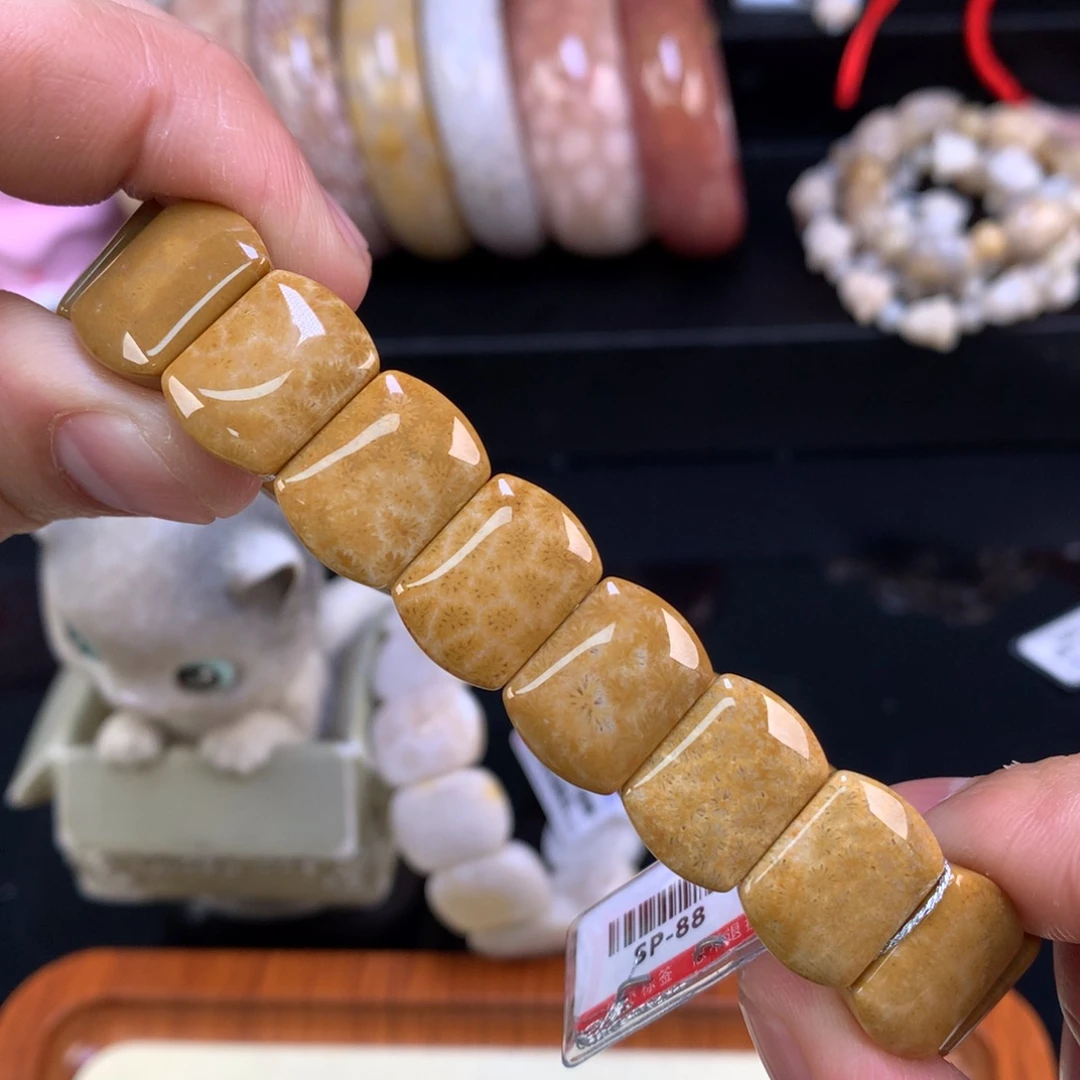 硅化珊瑚（珊瑚玉）未镶嵌颈饰5号金枫叶