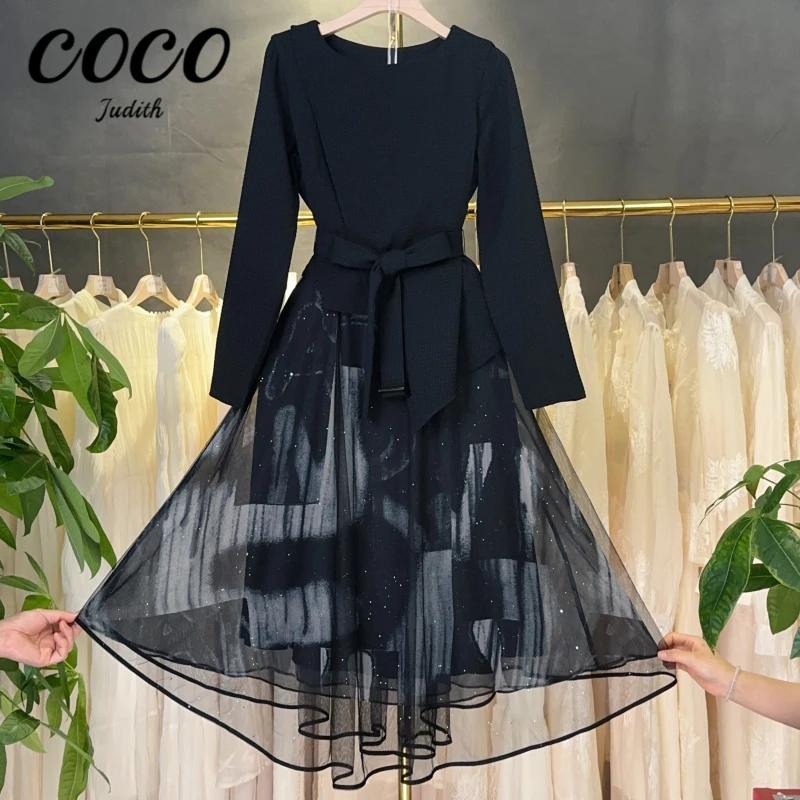 现货【RG5585】2025年新款显瘦气质时尚黑色复古国风设计师连衣裙