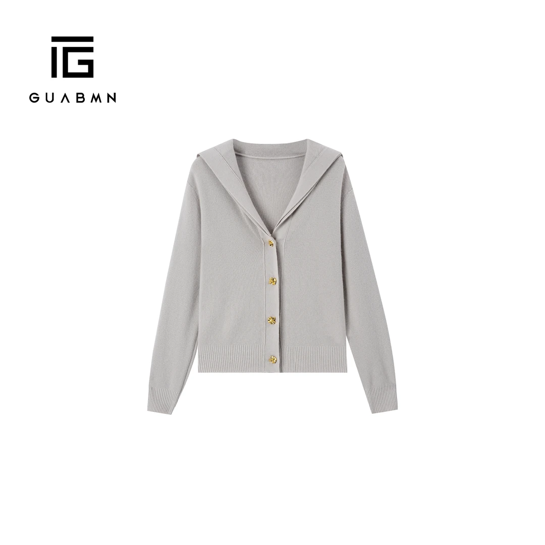 GUABMN2025秋冬新款大翻领保暖针织开衫3725