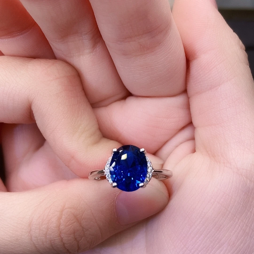 银S925镶嵌蓝宝石戒指