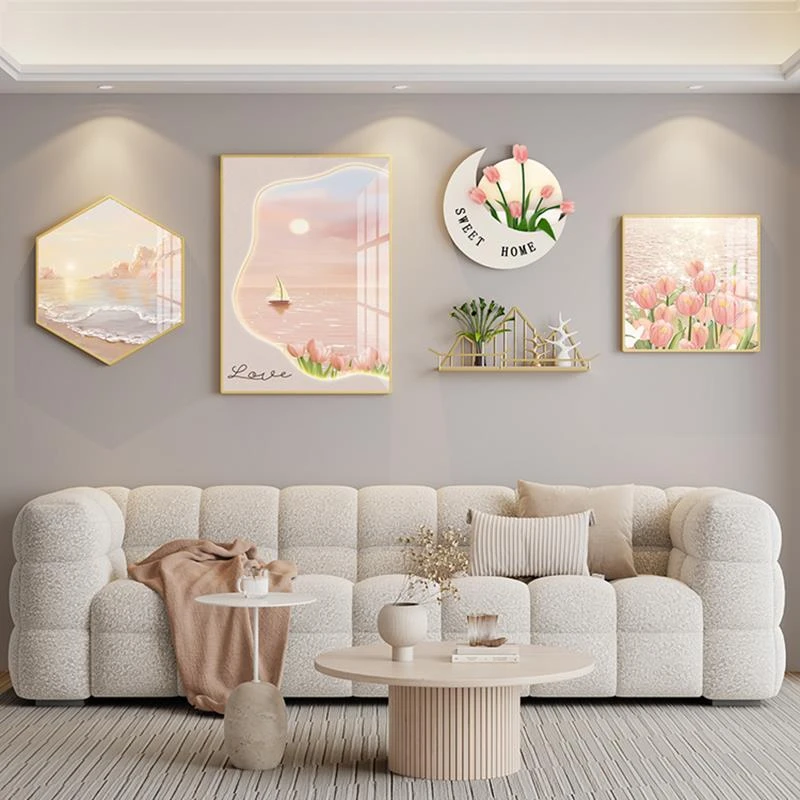 北欧客厅装饰画奶油风沙发背景墙壁画现代简约挂画创意高档组合画
