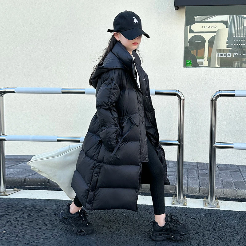 儿童羽绒服冬季洋气女童过膝长款外套冬装新款童装8-15岁潮款大童