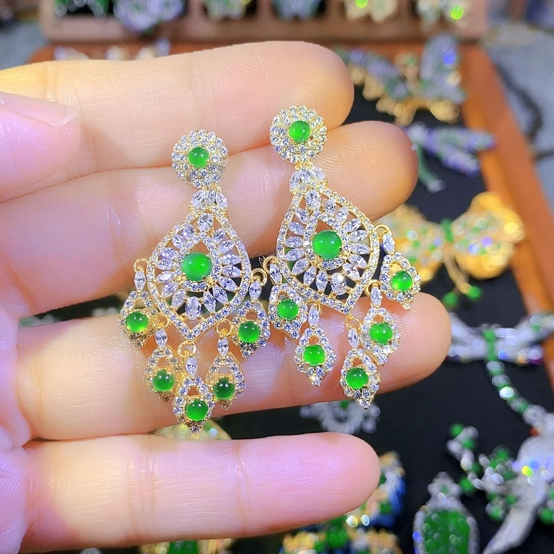 吊坠(不含链)银S925镶嵌翡翠