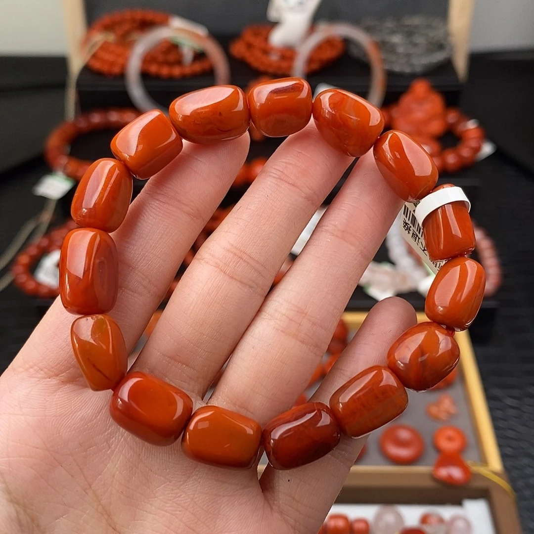 南红玛瑙未镶嵌四川凉山枣珠手串10.3mm