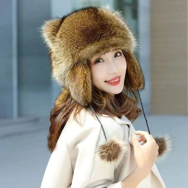 小浣熊帽子网红同款儿童亲子情侣男女通用猫耳帽进口美洲貉特价清