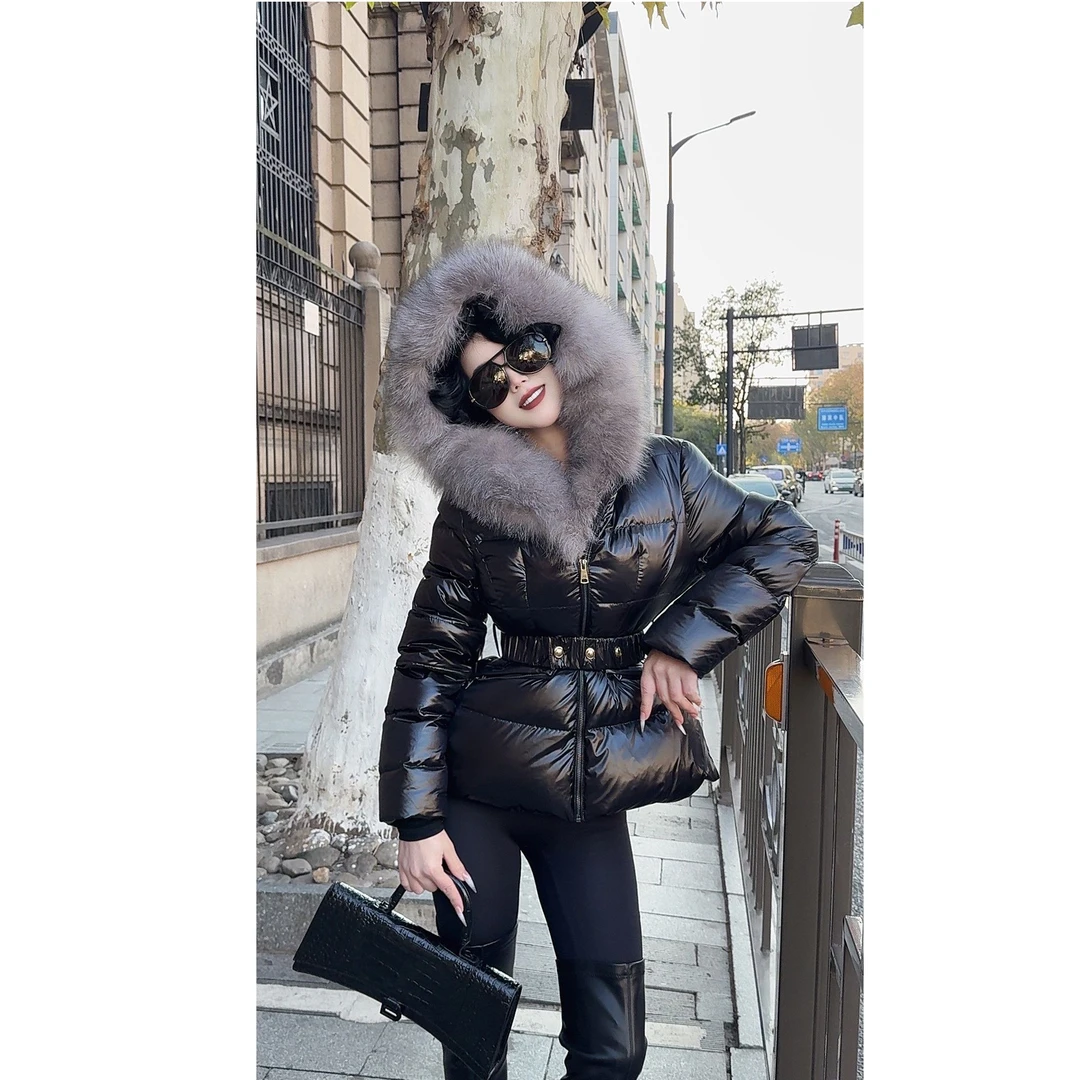 LYXJ【西伯利雪夜】秋冬法式复古收腰气质狐狸毛领羽绒服11660