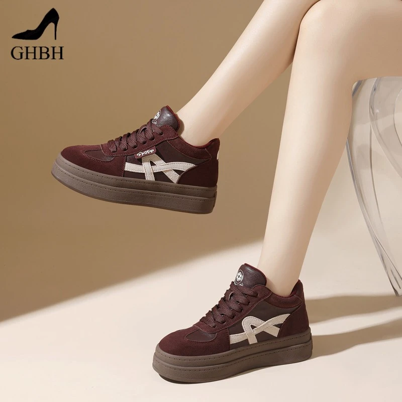 复古磨毛舒适高帮厚底德训鞋加绒冬季新款韩版系带欧美女鞋