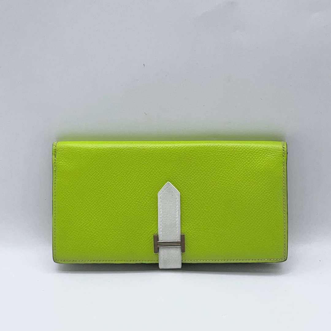 95新 Hermes/爱马仕 绿色长款钱包1437 0212