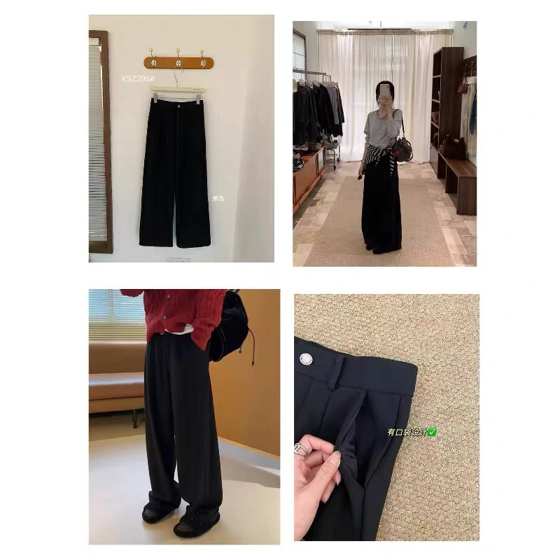 （裤长102）8820百搭休闲窄版加绒小黑裤直筒休闲裤