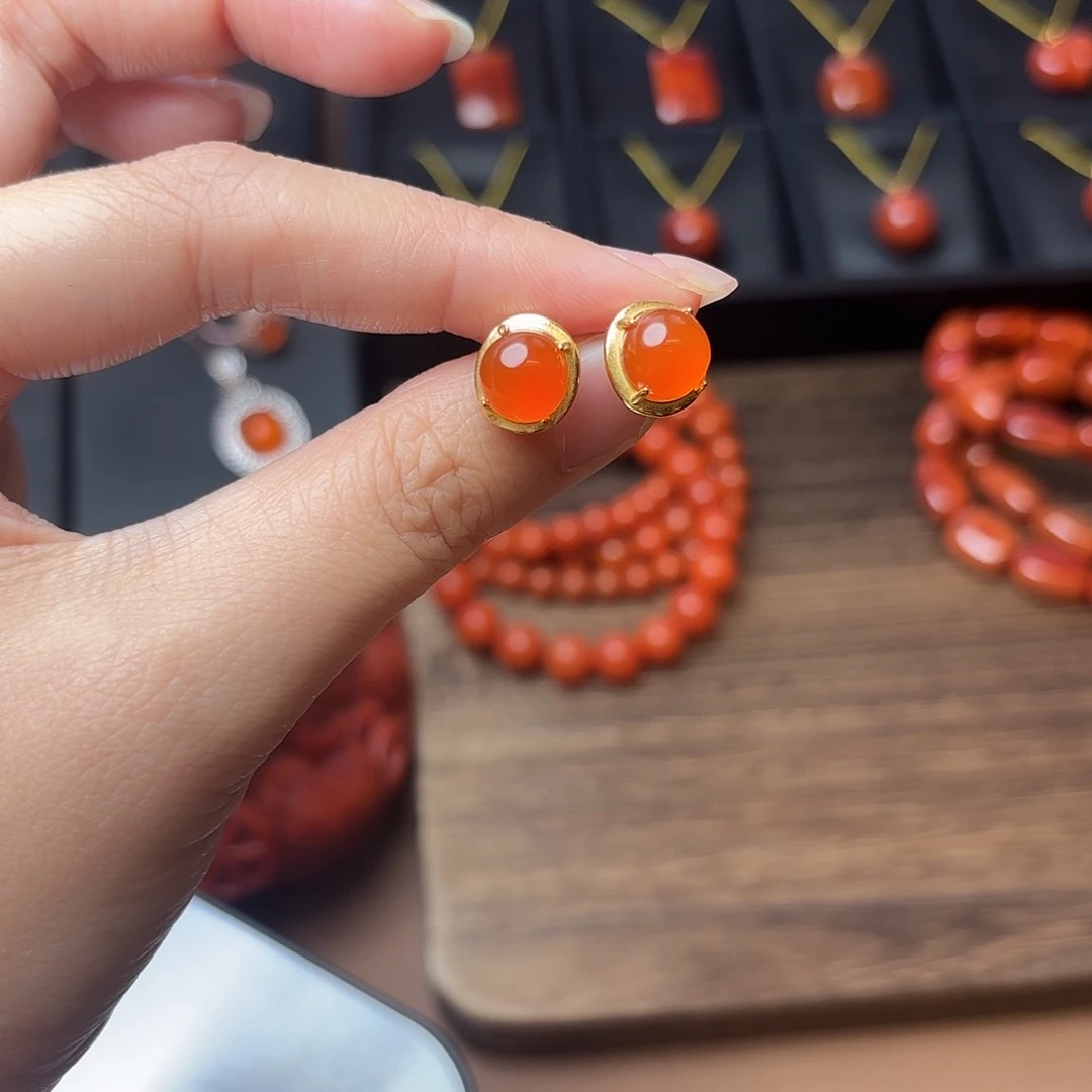 南红玛瑙银S925镶嵌手链