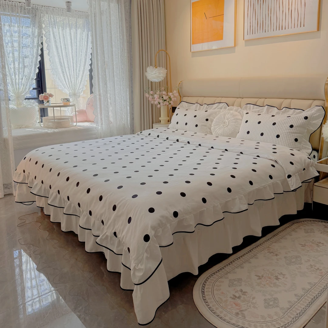 【疯子姐专属】【浪漫波点】60s全棉法式床盖四件套加厚夹棉