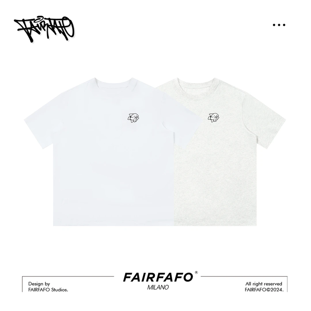 FAIRFAFO林肉肉【趣味音乐小狗T恤】AA5ZA0288宽松可爱印花短袖T恤