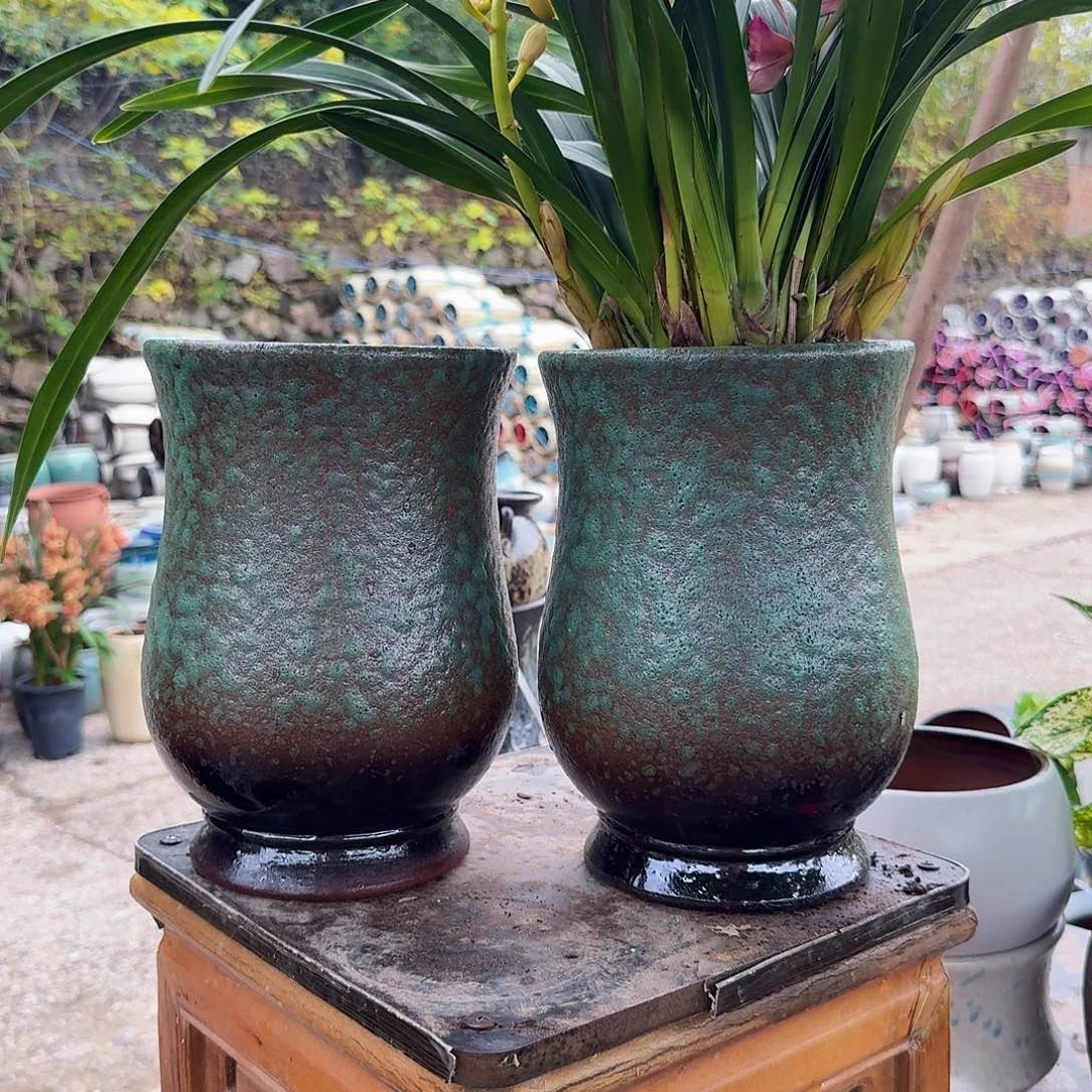紫砂花盆葫芦沈口17高25（两个