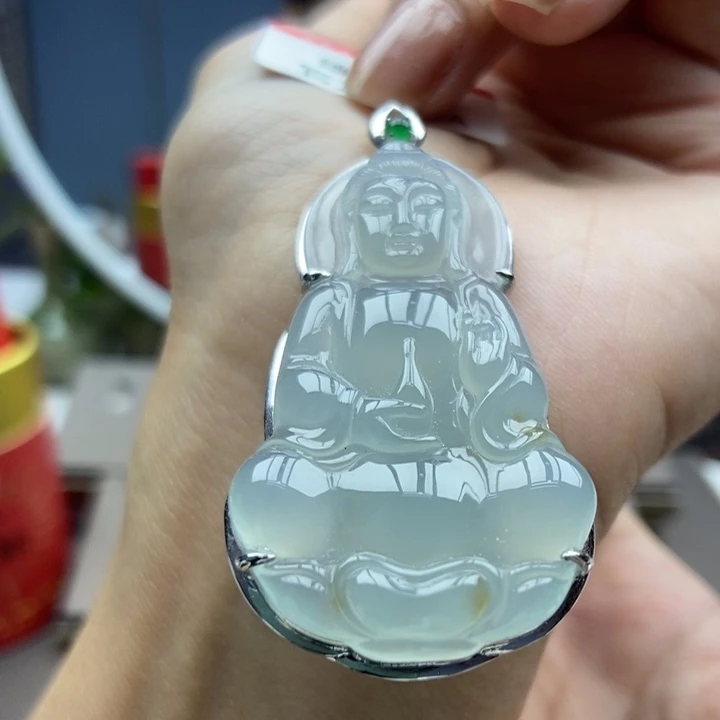 翡翠18K金镶嵌颈饰吊坠54