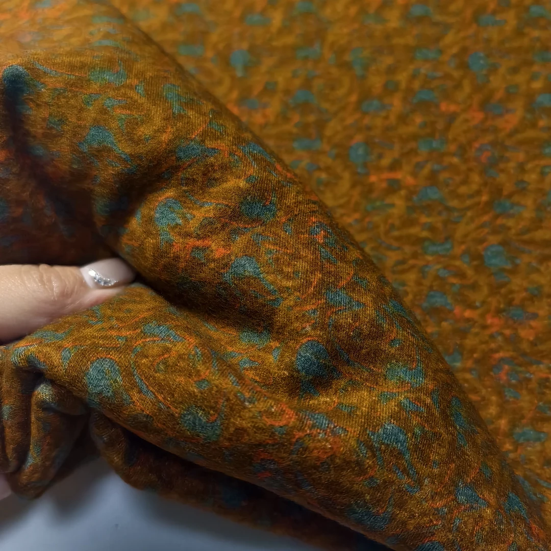 醋酸奥绒黄色小碎花秋冬打底衫保暖内衣针织面料