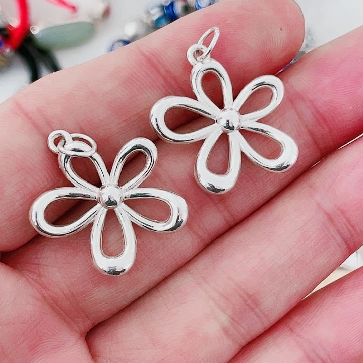 珐琅吊坠足银花一个