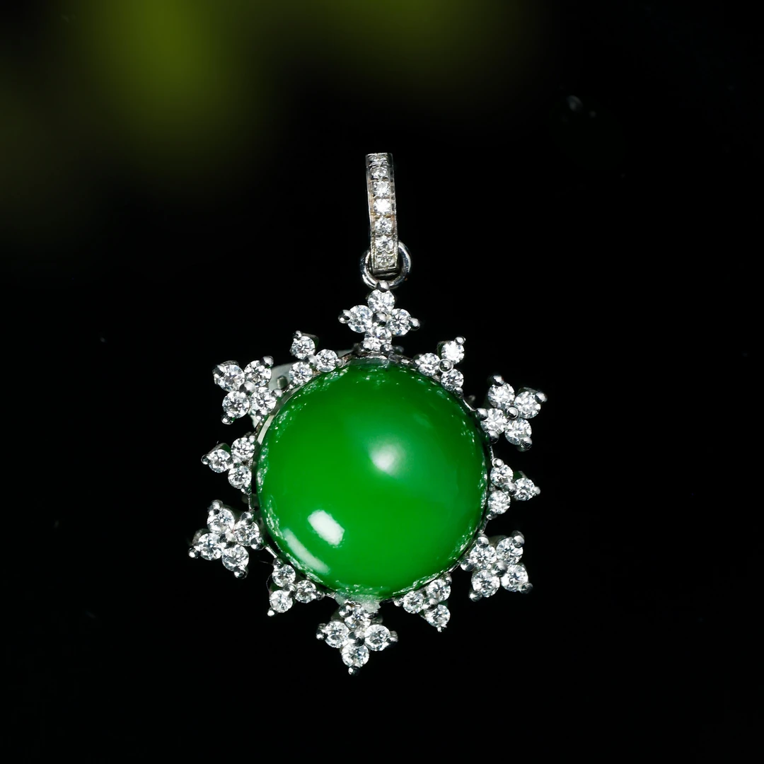 白玉世家星河长明/18K金碧玉百搭吊坠春日上新礼物和田玉玉石吊坠