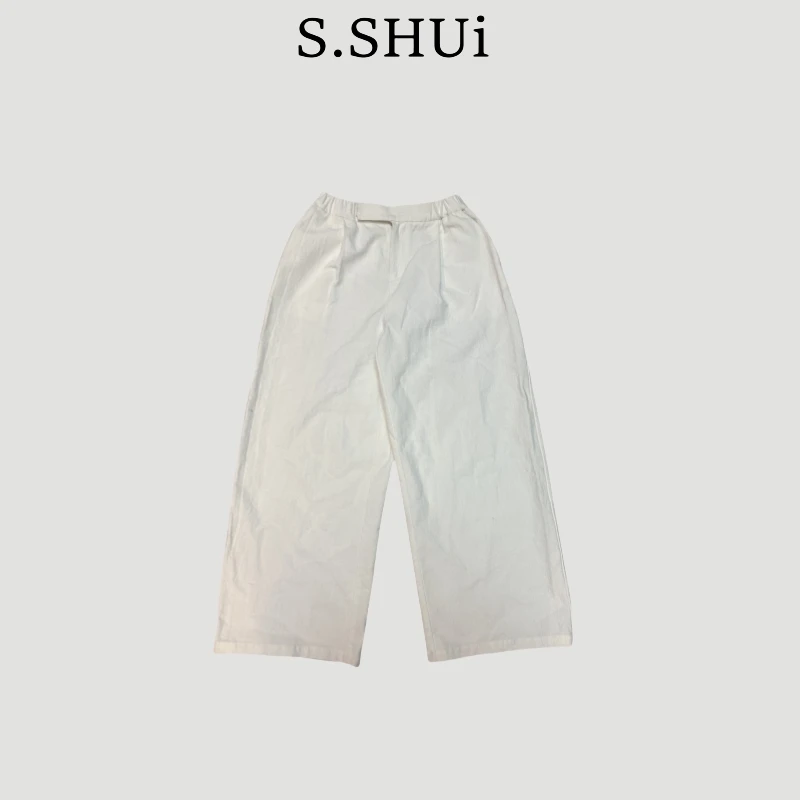 S.SHUi四季百搭简约温婉风奶白阔腿裤25S037