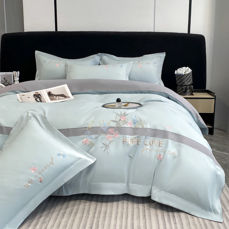 A类高级感加厚磨毛100全棉四件套纯棉床单被套床笠轻奢床品