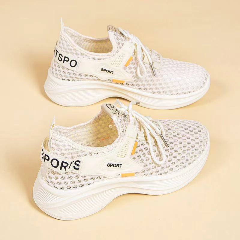 夏季新款爆款飞织镂空网面透气鞋百搭运动休闲鞋女厚底软底鞋Z