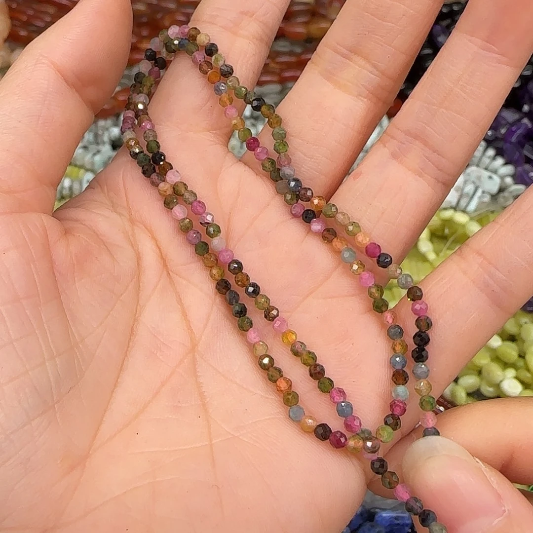 玛瑙/玉髓合金珠宝半成品碧玺2mm一条