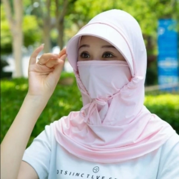 夏季遮阳护颈防晒面罩遮脸一体帽D
