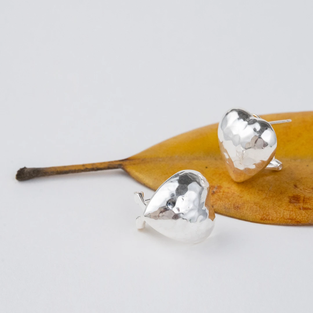 925银耳饰 【灵犀】手工纯银爱心耳拍耳饰S925纯银耳饰