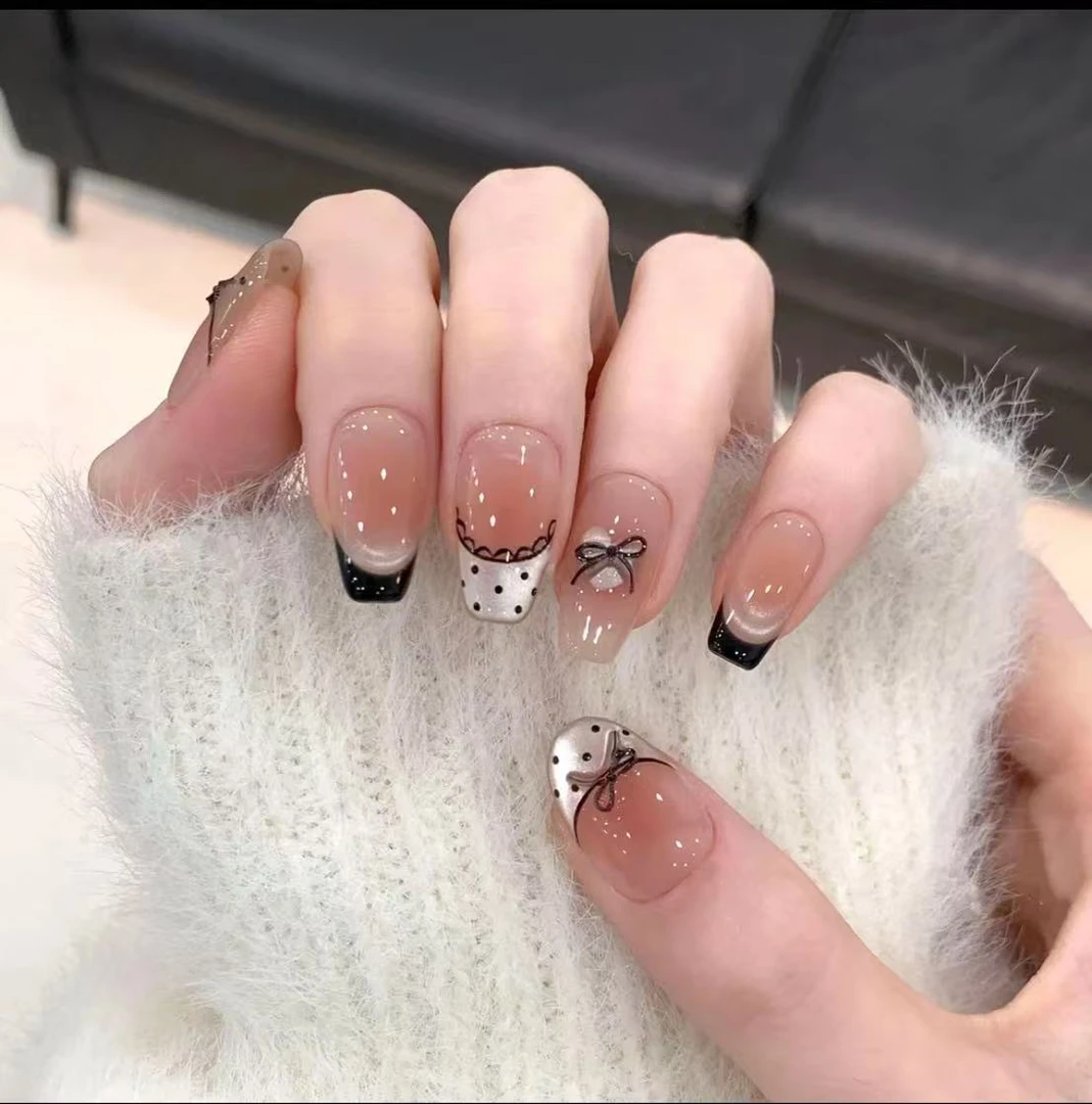 「小芭蕾」高品质手工穿戴甲腮红微笑光疗猫眼立体可拆卸美甲