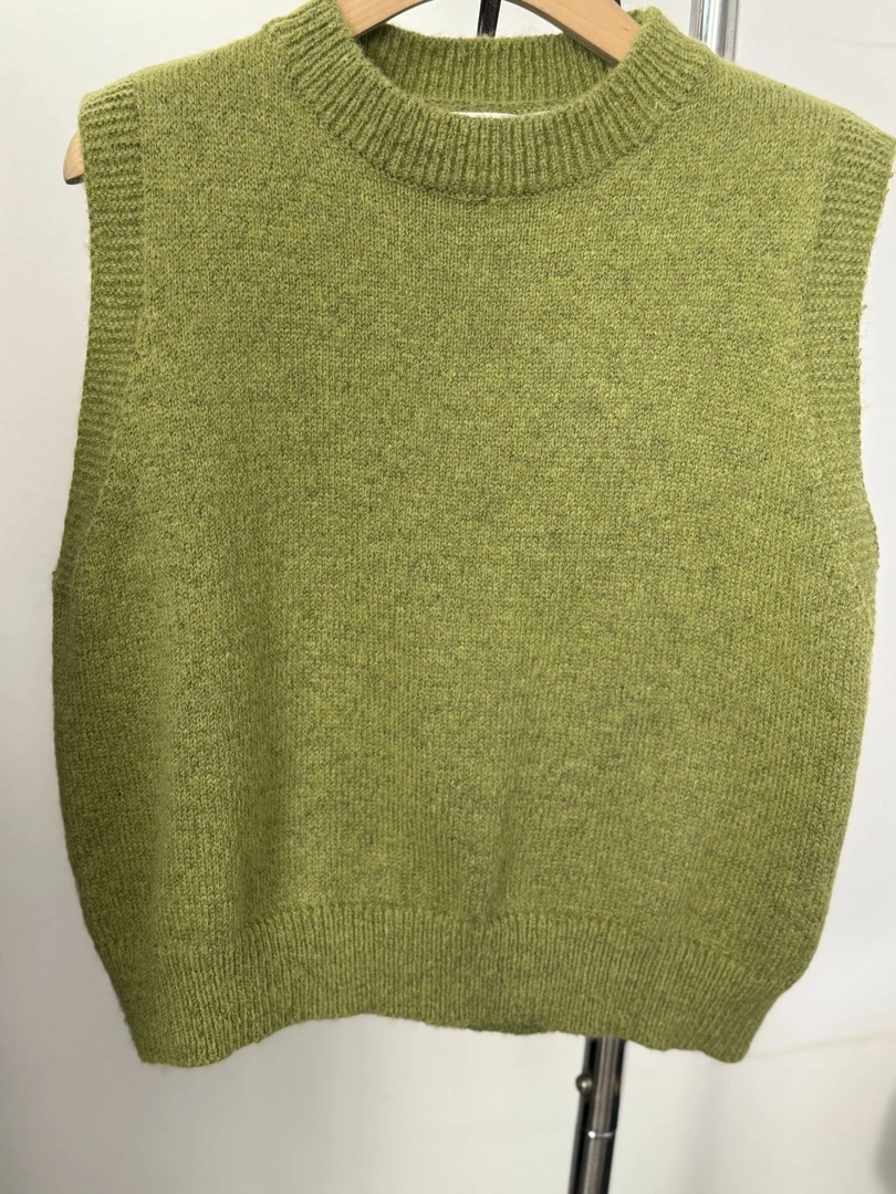 常规厚度女士纯色黄色冬季马夹针织糖果色针织马甲